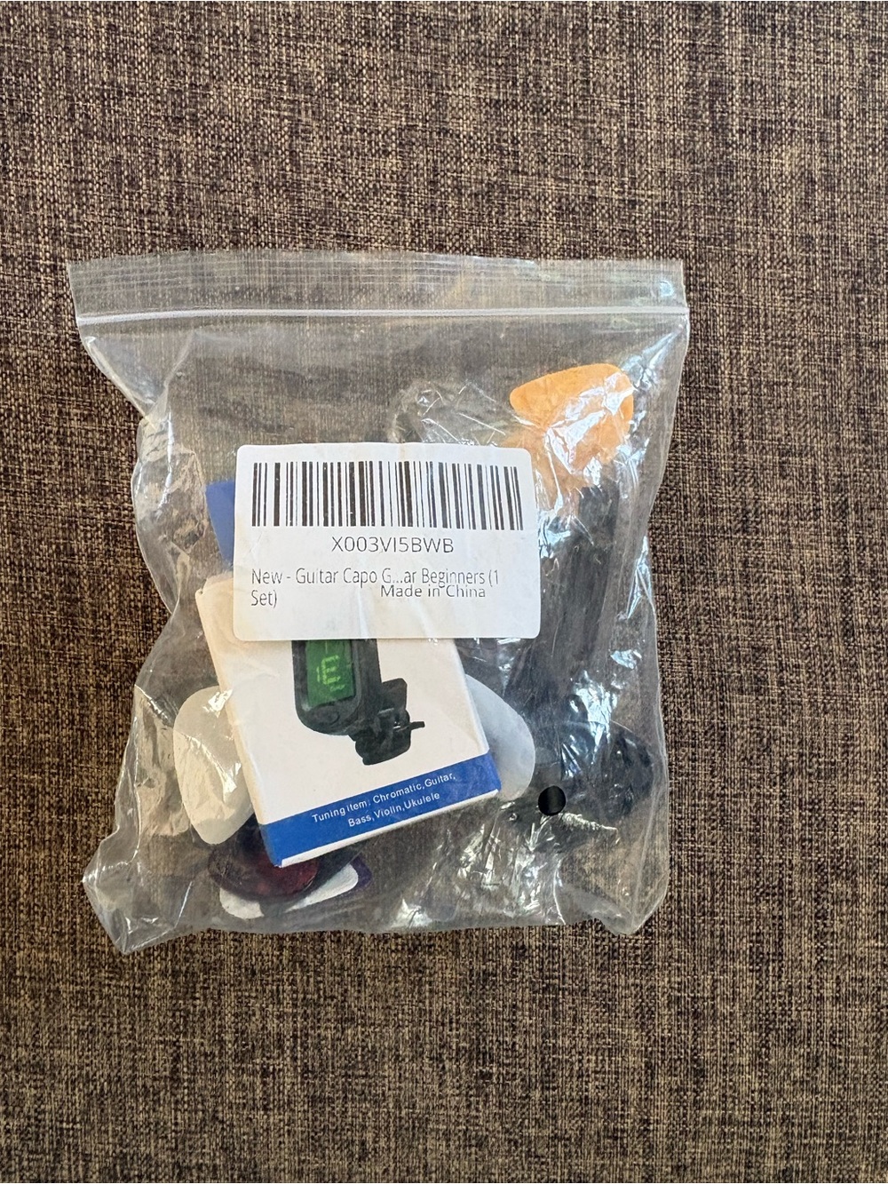 Clip-On Guitar Tuner with Picks - Black and Orange